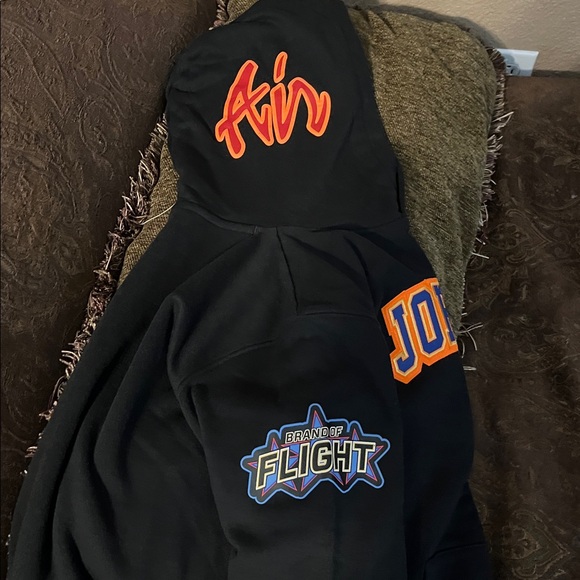 Jordan Boy’s Black Hoodie with Orange and Blue Accents - Picture 5 of 12